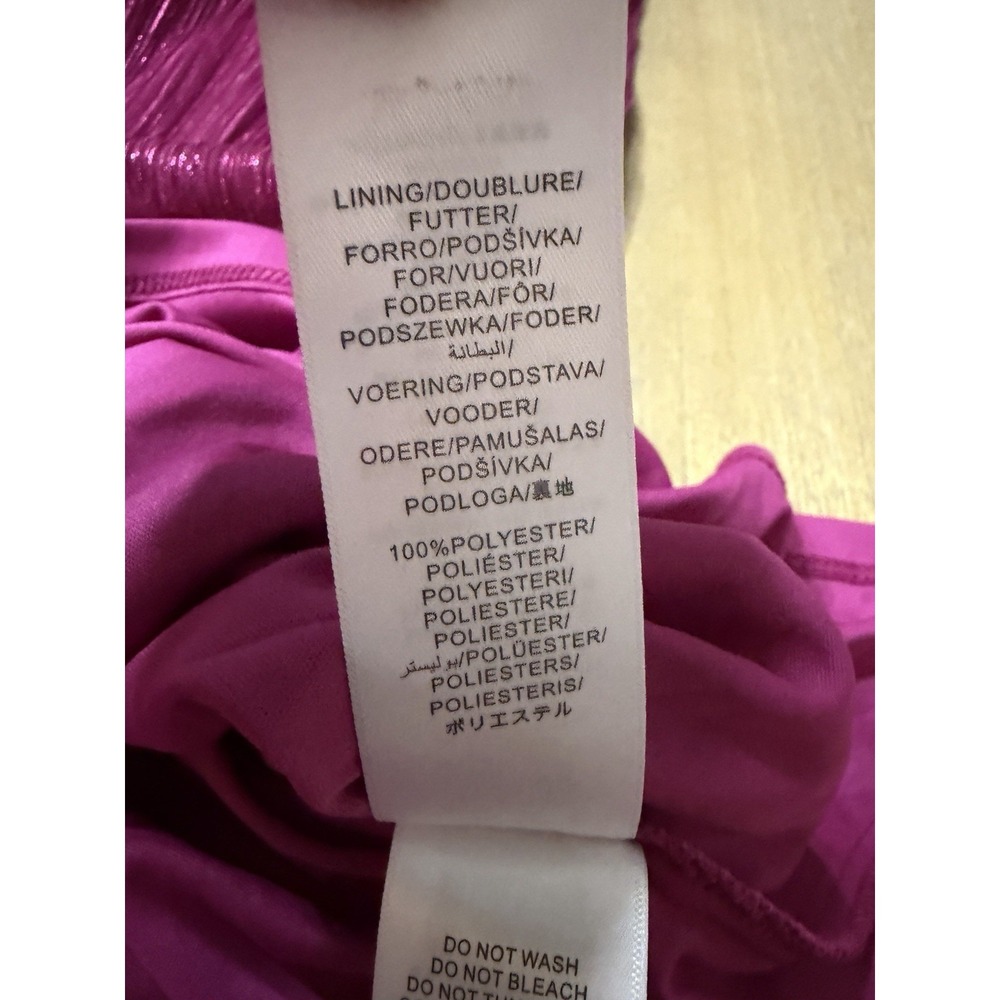Adrianna Papell Stardust One-Shoulder Gathered Gown Magenta Pink Size 10 - Picture 16 of 16